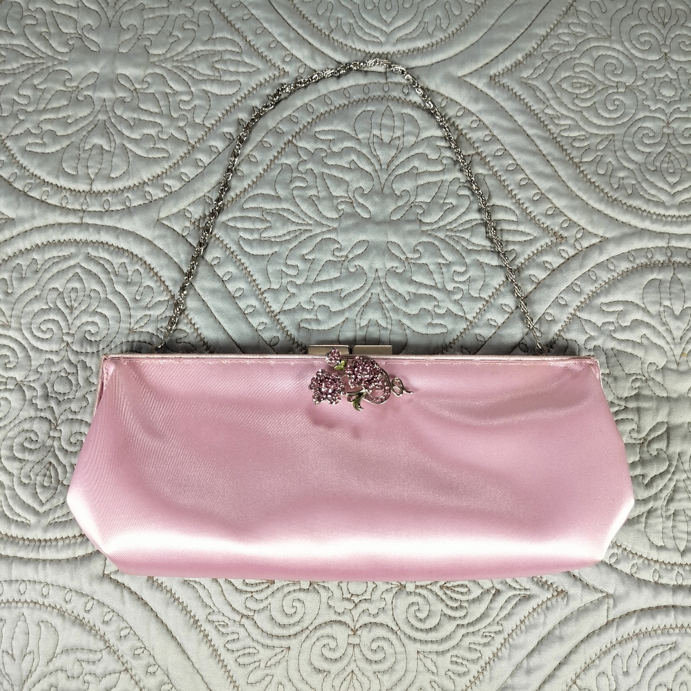 2/$30 Handmade Petal Pink Satin Womens Formal Womens Purse‎ Handbag Whimsical